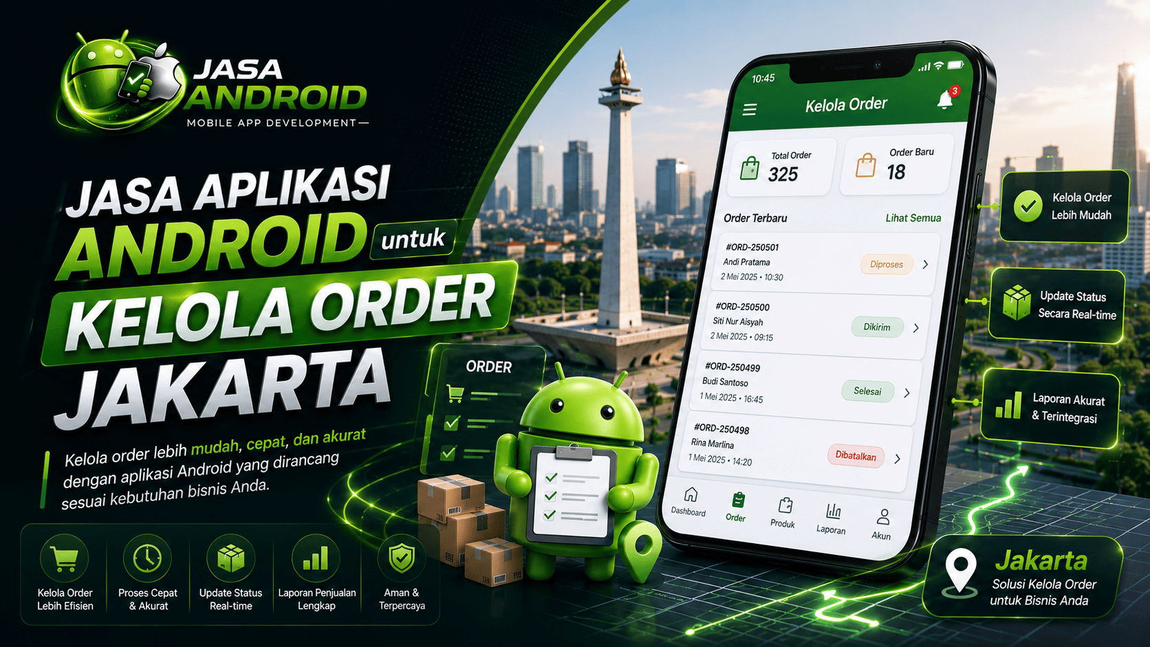 Jasa Pembuatan Aplikasi Android untuk Kelola Order Jakarta: Solusi Digital Modern untuk Pengelolaan Pesanan Lebih Cepat dan Efisien